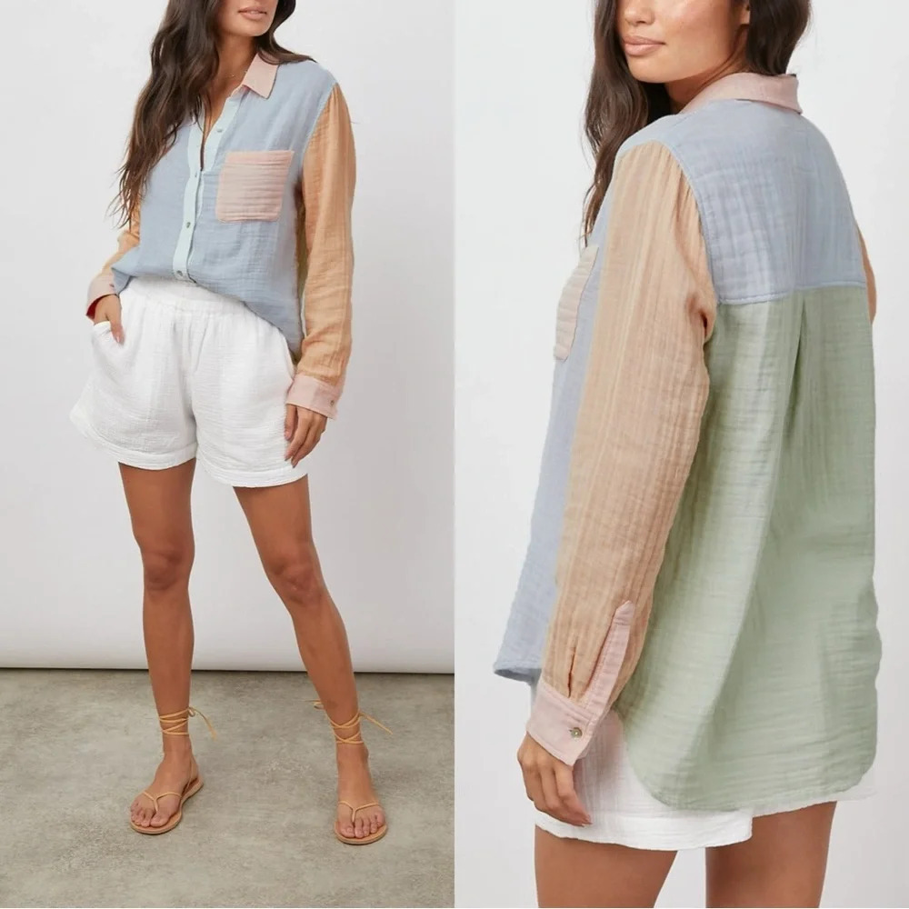 Rails Ellis Bermuda Color Block Button Front Shir… - image 2